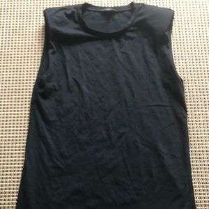 Black shoulder pad muscle tee